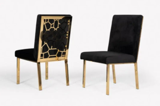 Modrest Reba Modern Black Velvet & Gold Dining Chair (Set Of 2) Vgvcb0258G-Blk