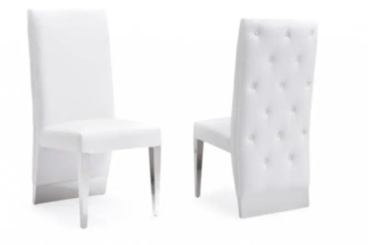 Modrest Kilson Modern White Leatherette & Stainless Steel Dining Chair (Set Of 2) Vgvcb1819-Wht